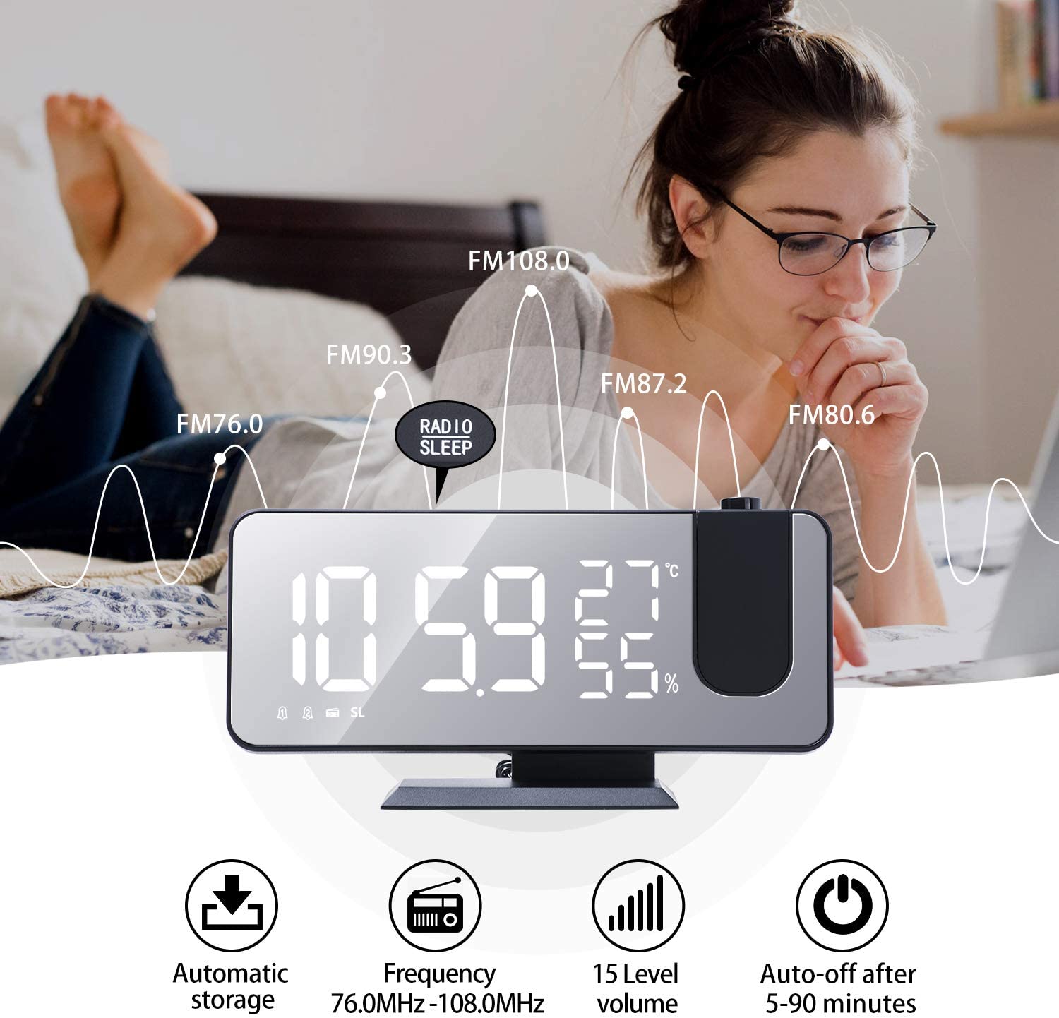 LED Projection Digital Alarm Clock Phone Charger - Xcellife