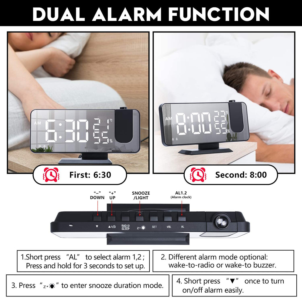 LED Projection Digital Alarm Clock Phone Charger - Xcellife