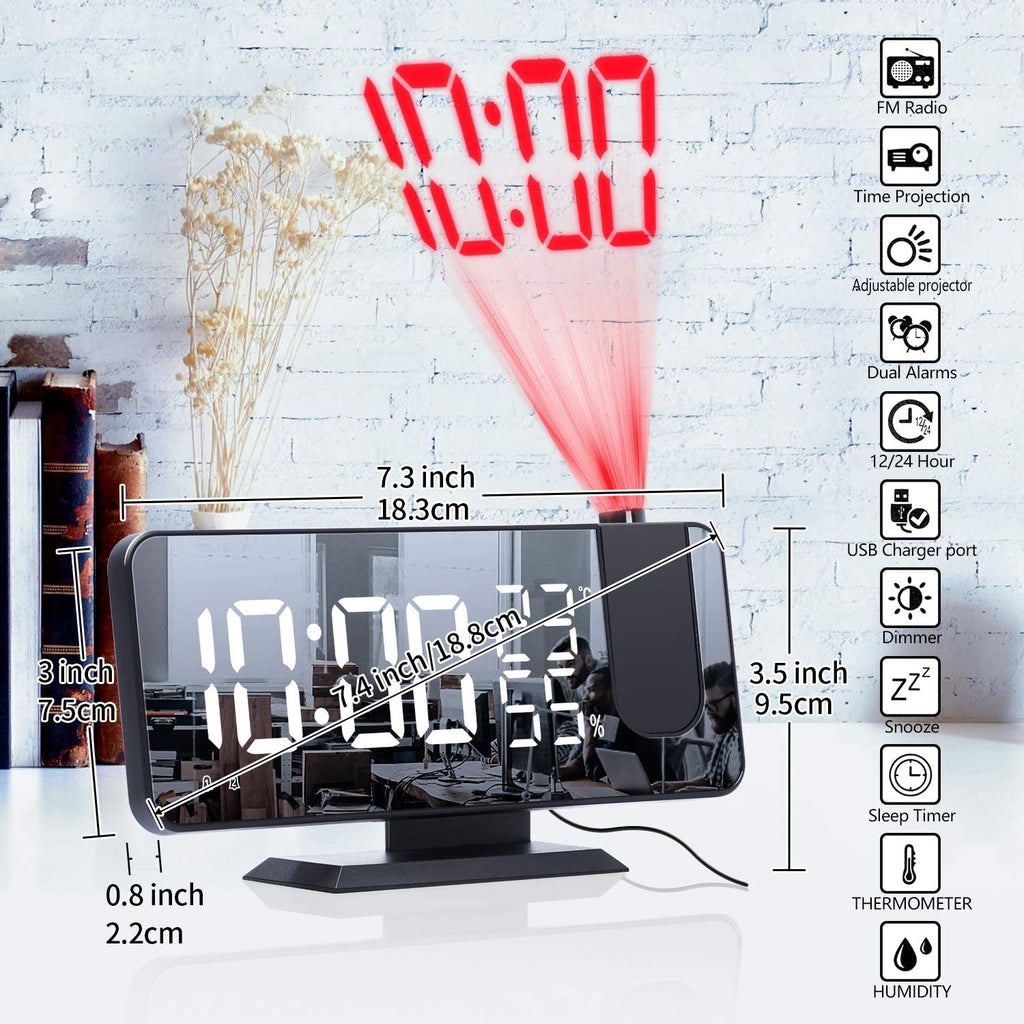 LED Projection Digital Alarm Clock Phone Charger - Xcellife