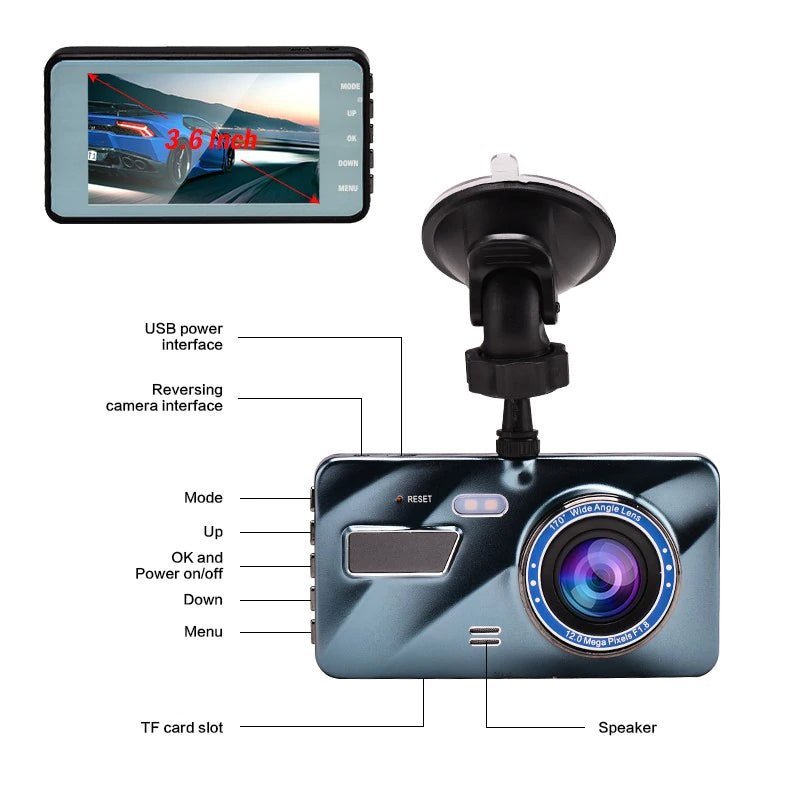 3 in 1 Rear View Dual Camera Full HD Night Vision Car Dash Camera - Xcellife