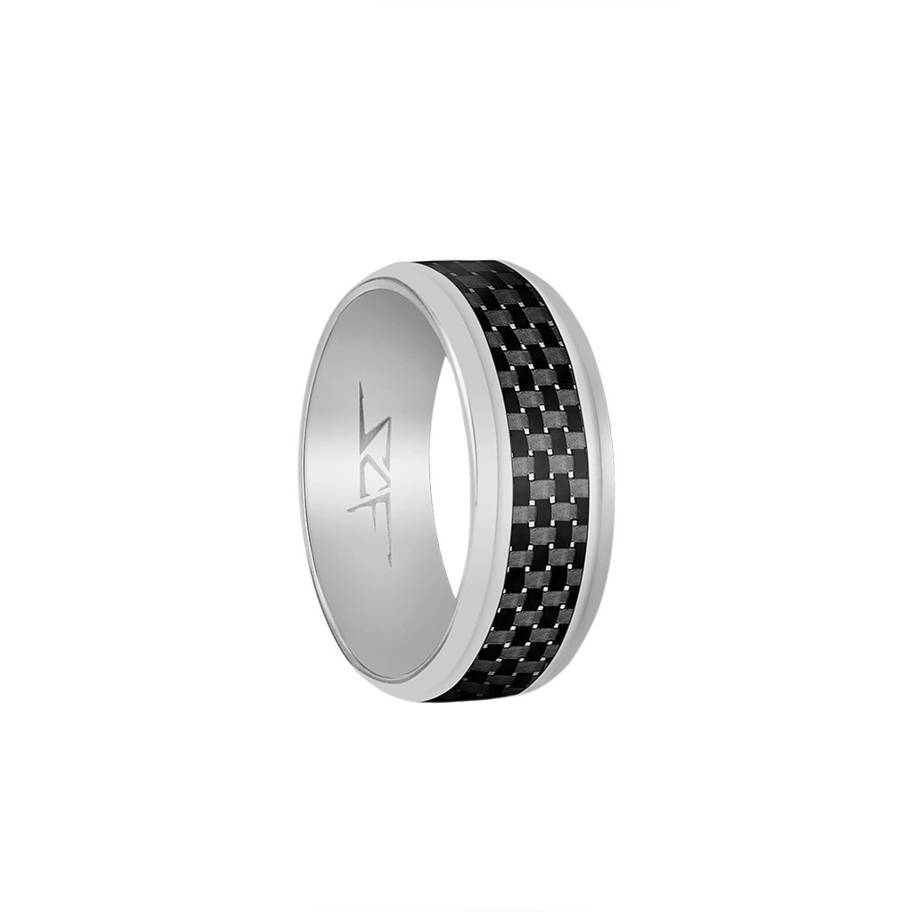 Real Carbon Fiber Ring | Silver | Slate Series - Xcellife